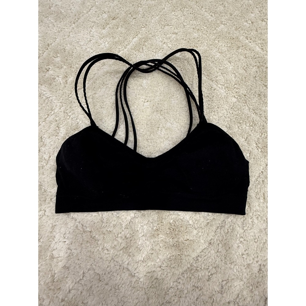 Anemone Black Seamless Strappy Back Bralette One Size WY9014